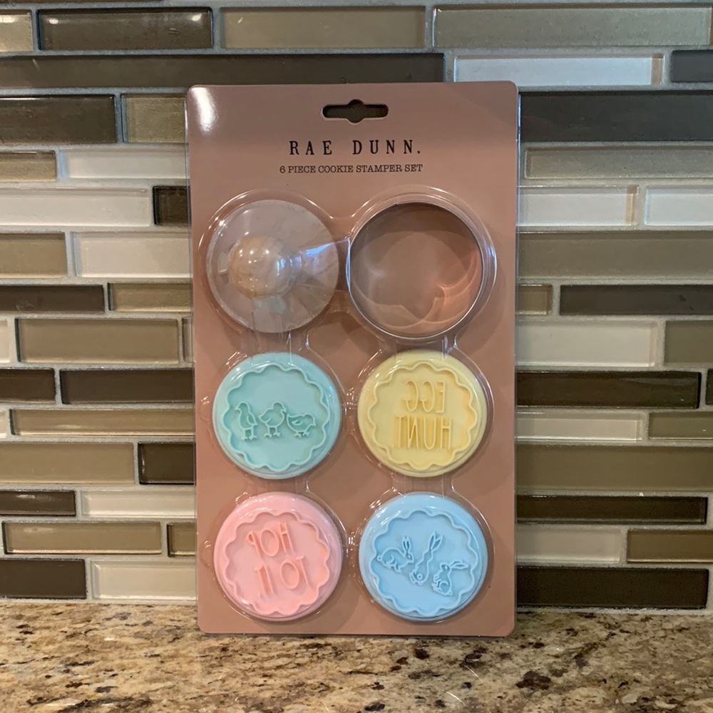 Rae Dunn Spring Easter cookie stamper set - Rabbits  Chicks Hop to it